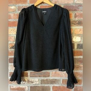 Express Black Textured Dot Blouse